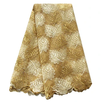 

2019 African Laces Fabric Gold Nigerian Laces Fabrics Aso Ebi Bell Styles Lace for Weddings
