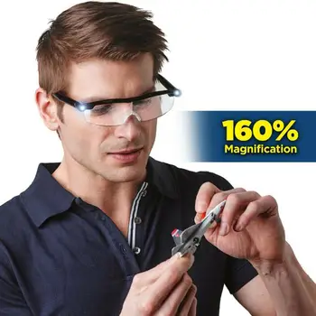 

1.6x magnification Mighty sight LED light glasses suitable for reading presbyopia magnifier LED luminous Eyewear Glasses