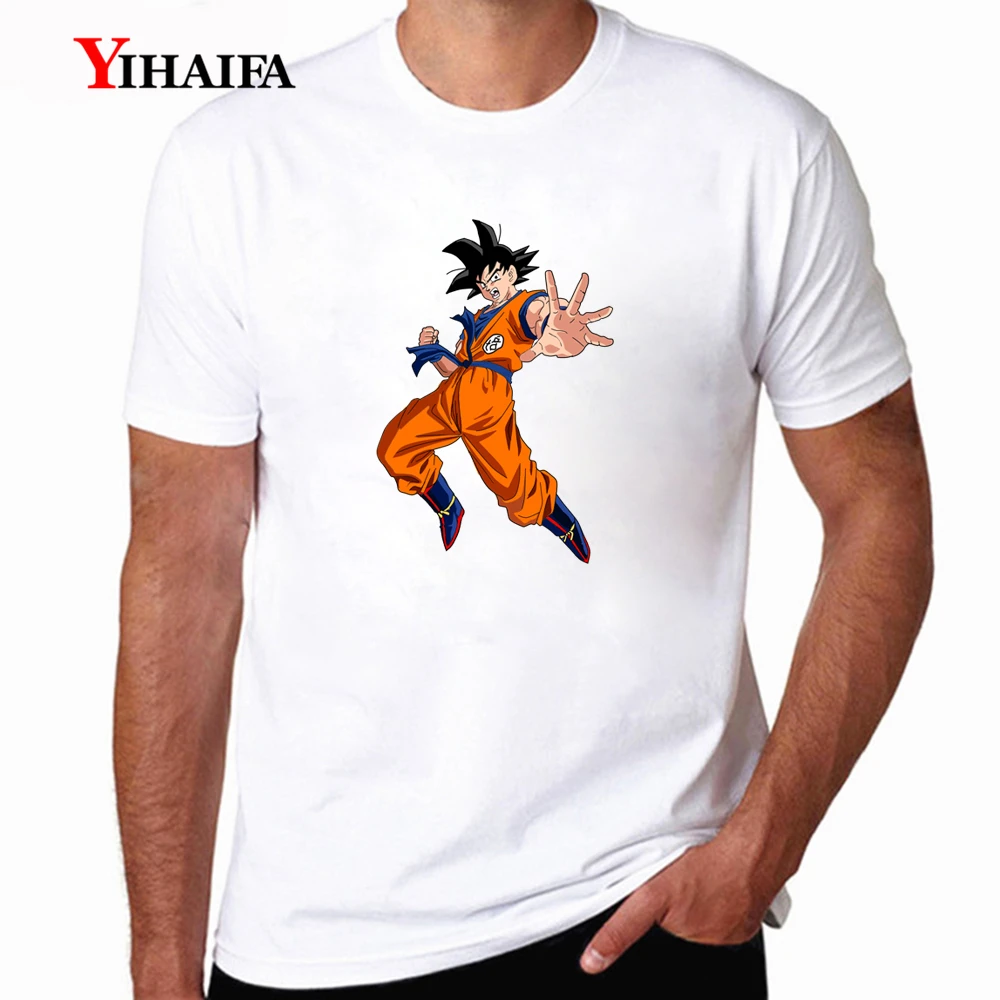 

Casual Mens New Fashion Dragon Ball T-Shirt Goku Son Printed Tee Shirts Casual Short Sleeve Streetwear White Tops