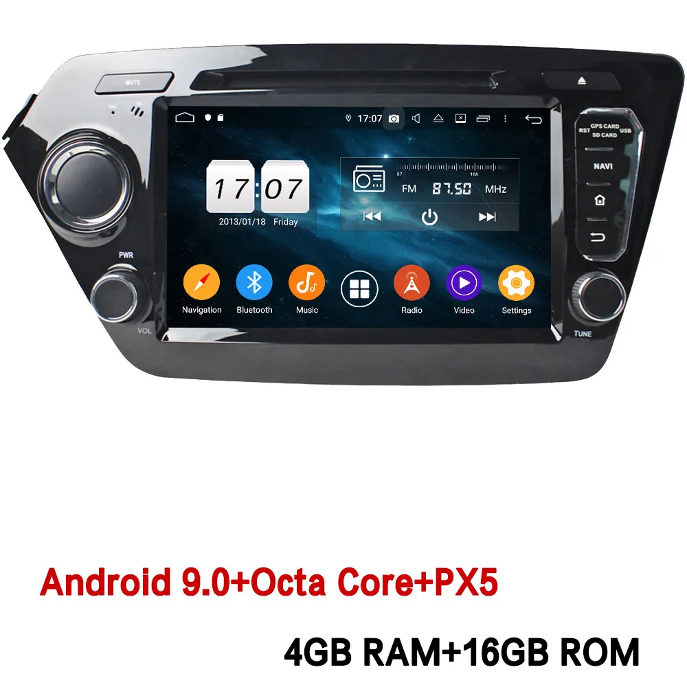 4GB RAM x 16GB ROM Klyde ips 4G Android 9,0 Восьмиядерный 4 Гб ОЗУ 64 Гб ПЗУ DSP BT автомобильный DVD мультимедийный плеер радио gps ГЛОНАСС для Kia K2 Rio 2010 - Цвет: 4GB RAM x 16GB ROM
