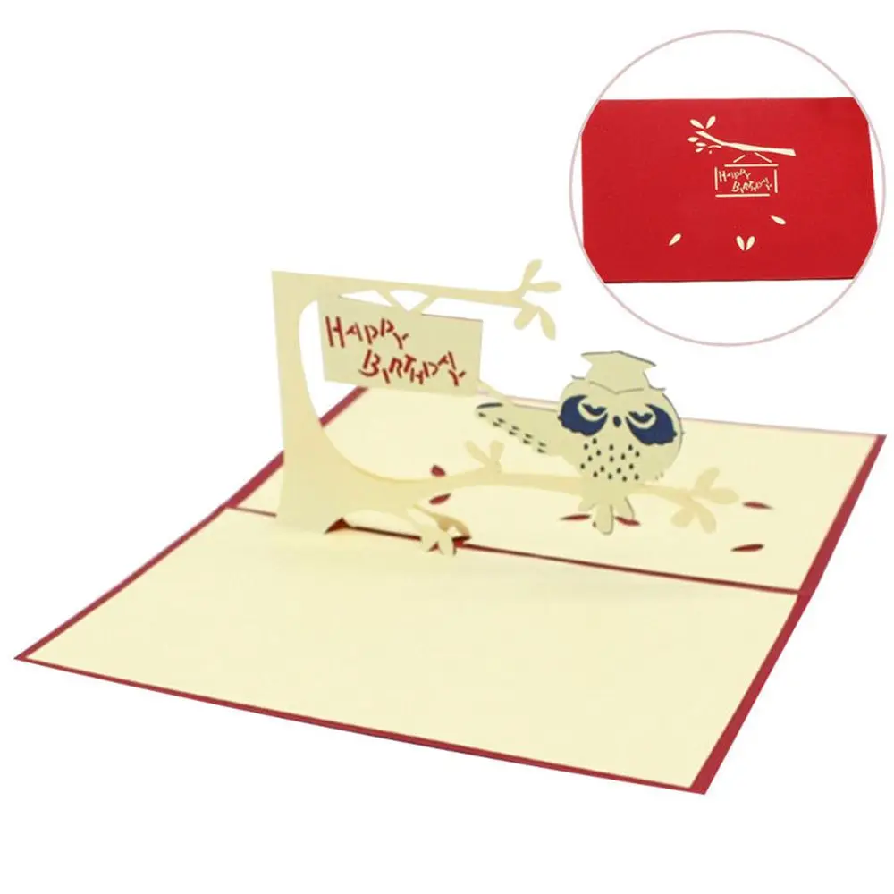 Детские всплывающие карты на день рождения Сова открытки рождество день рождения День Святого Валентина подарок на день рождения украшение для свадьбы открытка