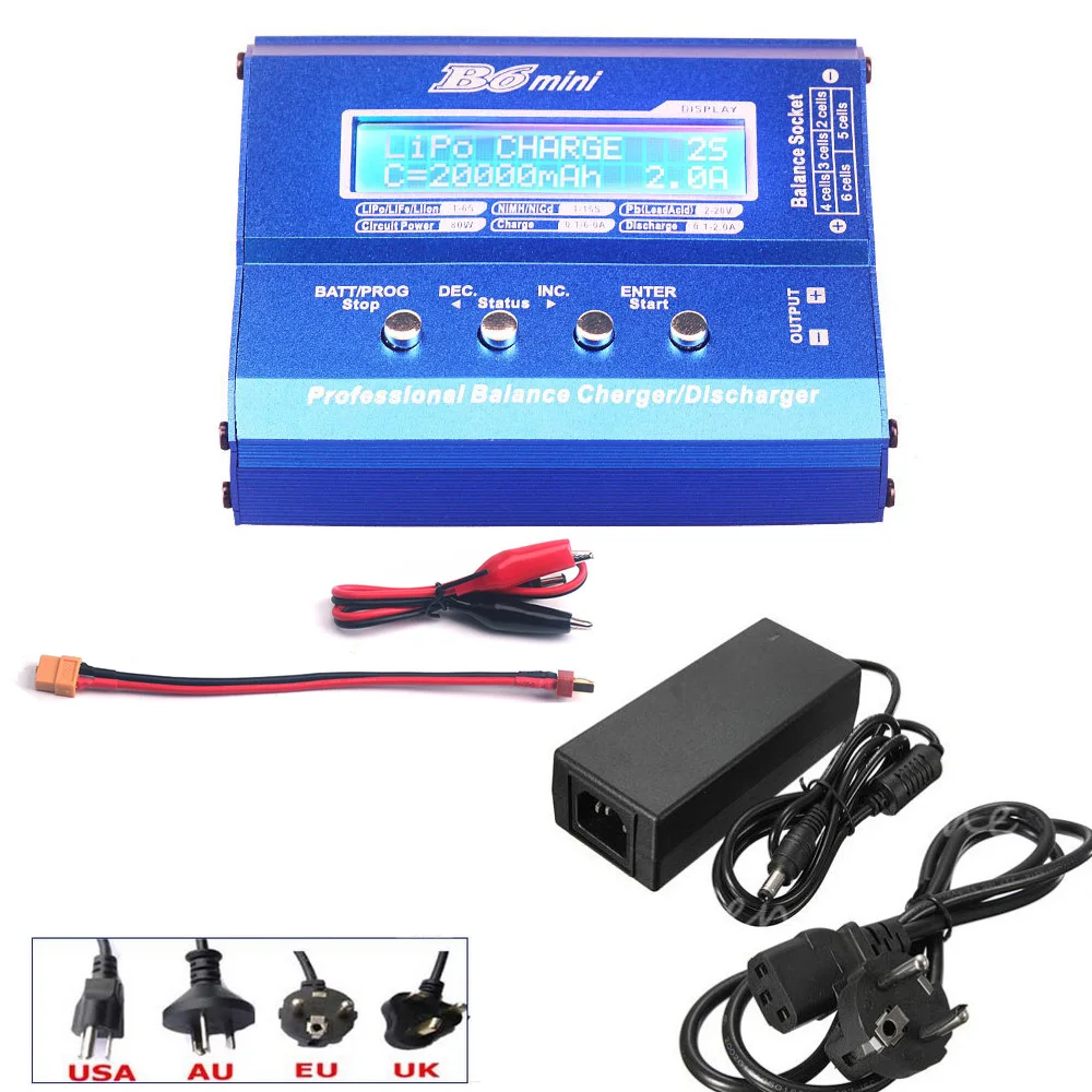 Chargeur RC Intelligent B6 1S-6S LiPo NiMH 80W avec Adaptateur EU