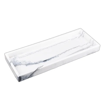 

Marble Pattern Storage Tray Resin Jewelry Display Plate Creative Dessert Snack Cake Plate Restaurant Serving Tray White