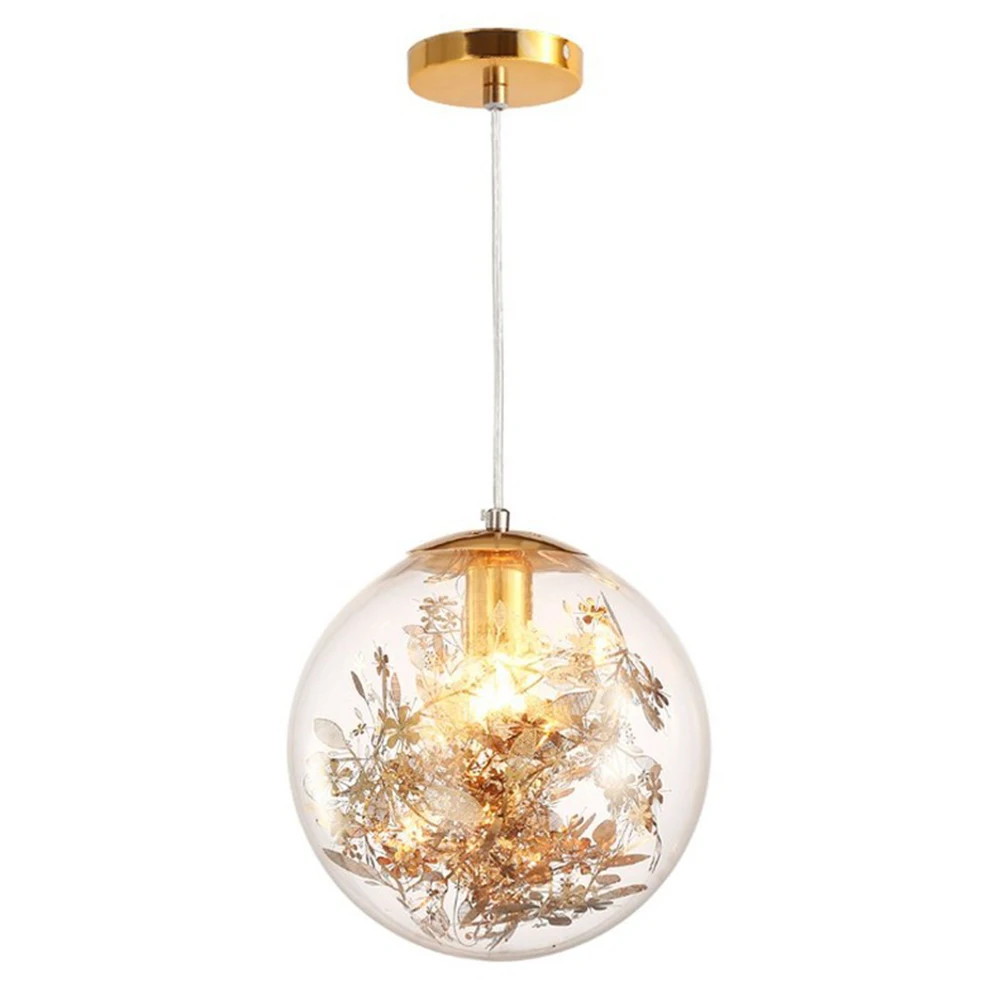 

Nordic E27 hanglamp creative pendant Lights Gold and Silver Flower hanging lamp Transparent Glass Staircase Loft Home Decor
