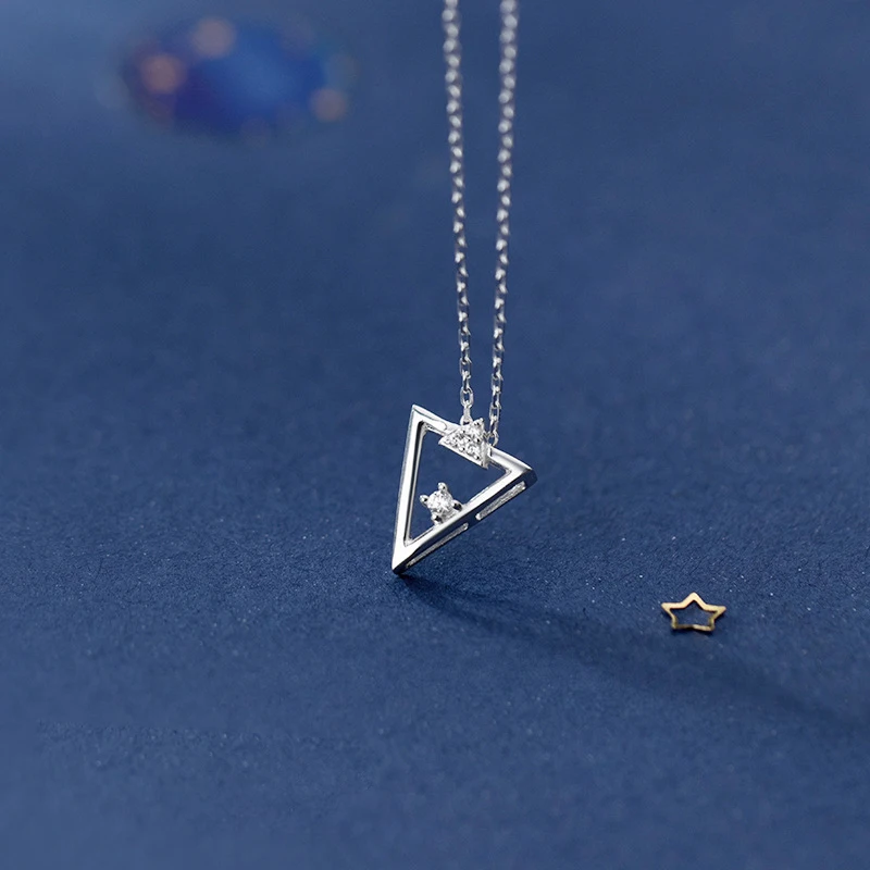 925 Серебряное треугольное ожерелье серебряные медальоны минимализм бохо-чокер Kolye винтажное ожерелье Boho Bijoux ромашка