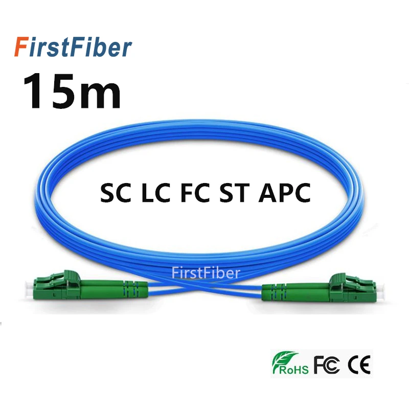 

15m LC SC FC ST APC Armored Patch Cable Duplex 2 Core Single Mode Armored PVC Patch Cable