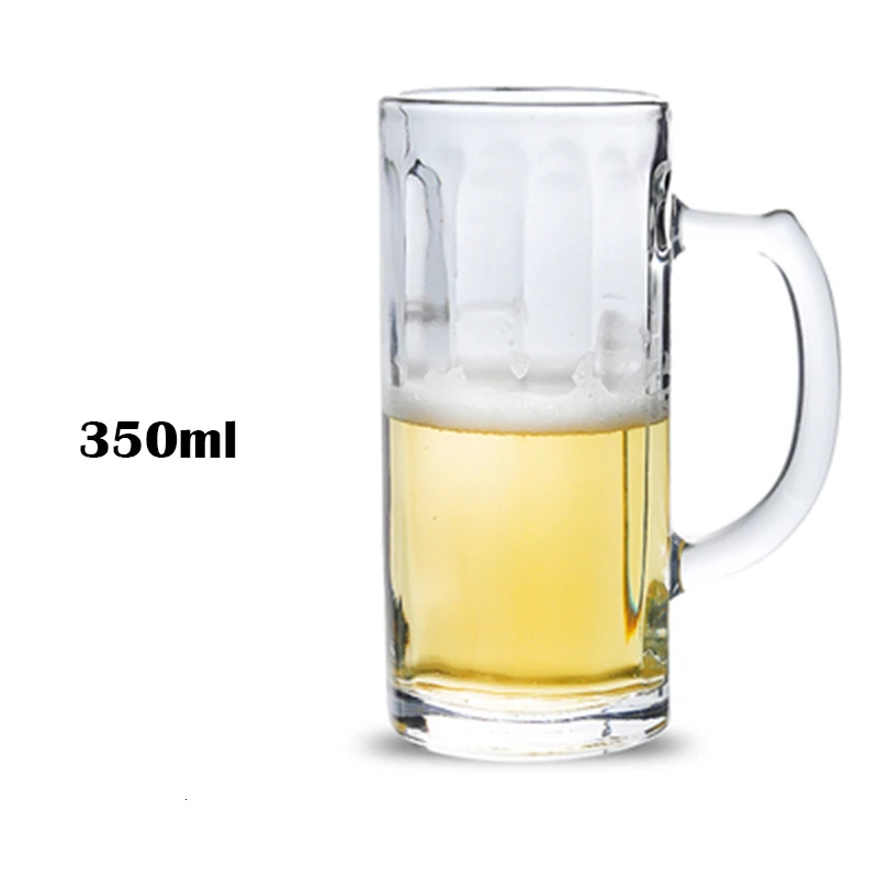 CAKEHOUD Household Glass Beer Mug With Handle Thickened Transparent Crystal Tea Cup Drink Cup Bar Party Supplies Cocktail Glass - Цвет: 1