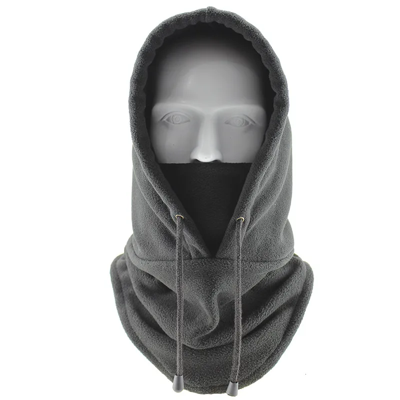 Winter Fleece Motorcycle Full Face Mask Cover Anti-dust Windproof Face Mask Hat Neck Warmer Helmet Skiing face shield Balaclava - Цвет: Серый