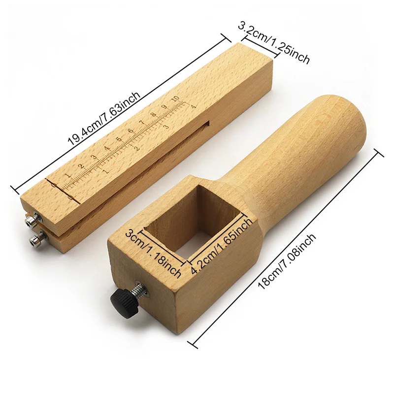 Adjustable Leather Strap Cutter Leather craft Strip Belt DIY Hand Cutting Wooden Strip Cutter With 5 Sharp Blades Leather Tools