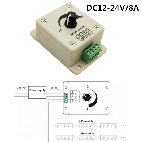 Dimmer DC-DC 12 В стабилизатор напряжения 8А источник питания регулируемый регулятор скорости переменного тока 220 в 2000 Вт SCR регулятор напряжения источник питания диммер - Цвет: Dimmer