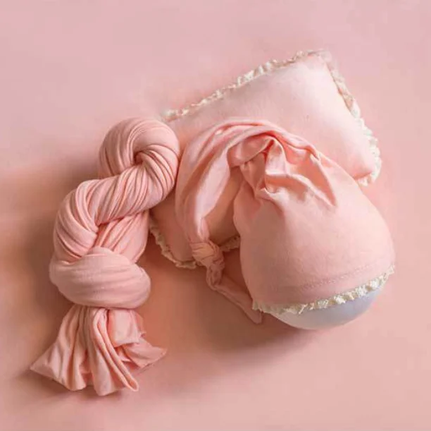 pink 3 шт./компл. Младенческая Сонная Шапочка+ обертка+ набор подушек для студийной съемки новорожденных реквизит для фотографий аксессуары для фотосъемки - Цвет: pink