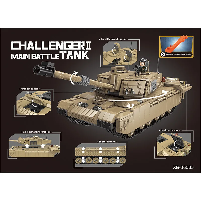XINGBAO Technic новая Военная серия 06033 Великобритания Challenger 2 Основной боевой танк модель блоки кирпичи игрушки на день рождения рождественские подарки