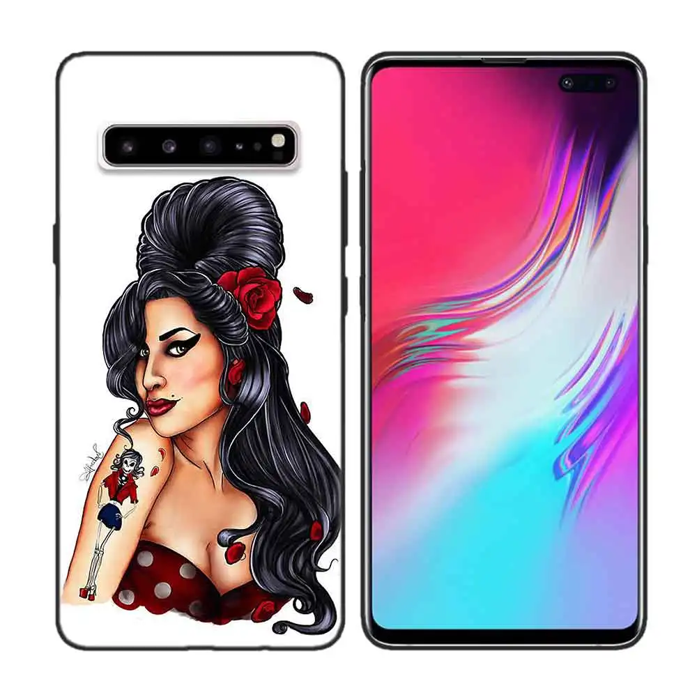 Небесно-голубой Черный мягкий силиконовый чехол для samsung Galaxy S7 S8 S9 S10 5G S10E J4 J6 J8 M20 Note 8 9 10+ Edge Plus тату Alice Ari - Цвет: Небесно-голубой