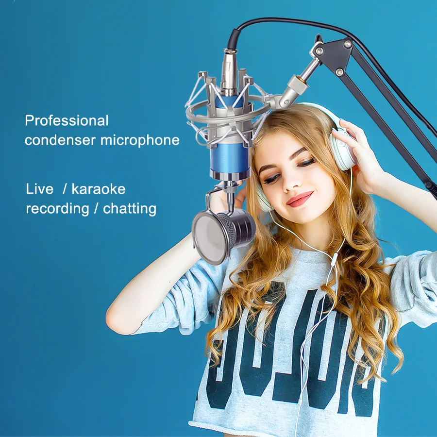 MAMEN Microphone Condenser Sound Recording Microphone With Shock Mount For Radio Braodcasting Singing Recording KTV Karaoke Mic