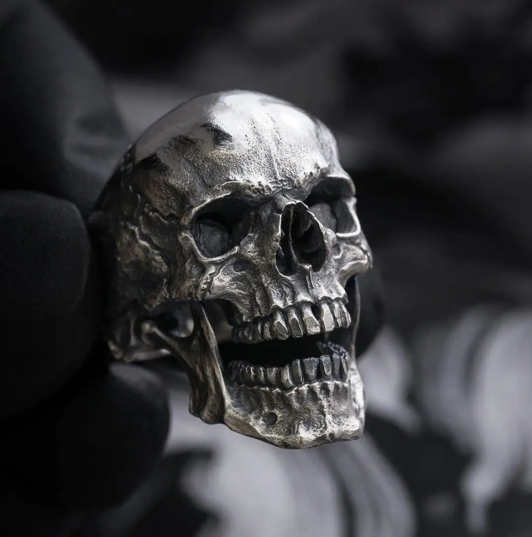 Finger Ring Stainless Steel Ring EYHIMD Gothic Men's Skull Ring 316L Stainless Steel Motorcycle Band Biker Party Jewelry