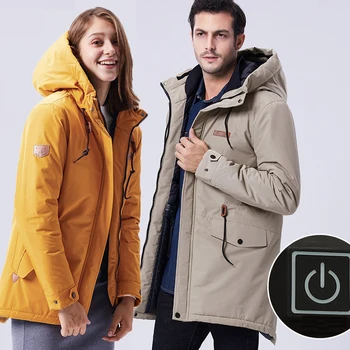 

2019 Men Woman Winter USB heating Fish Camp Hike Trekking Ski Climb Outdoor Jackets Waterproof Male Ladies Oversize Coat