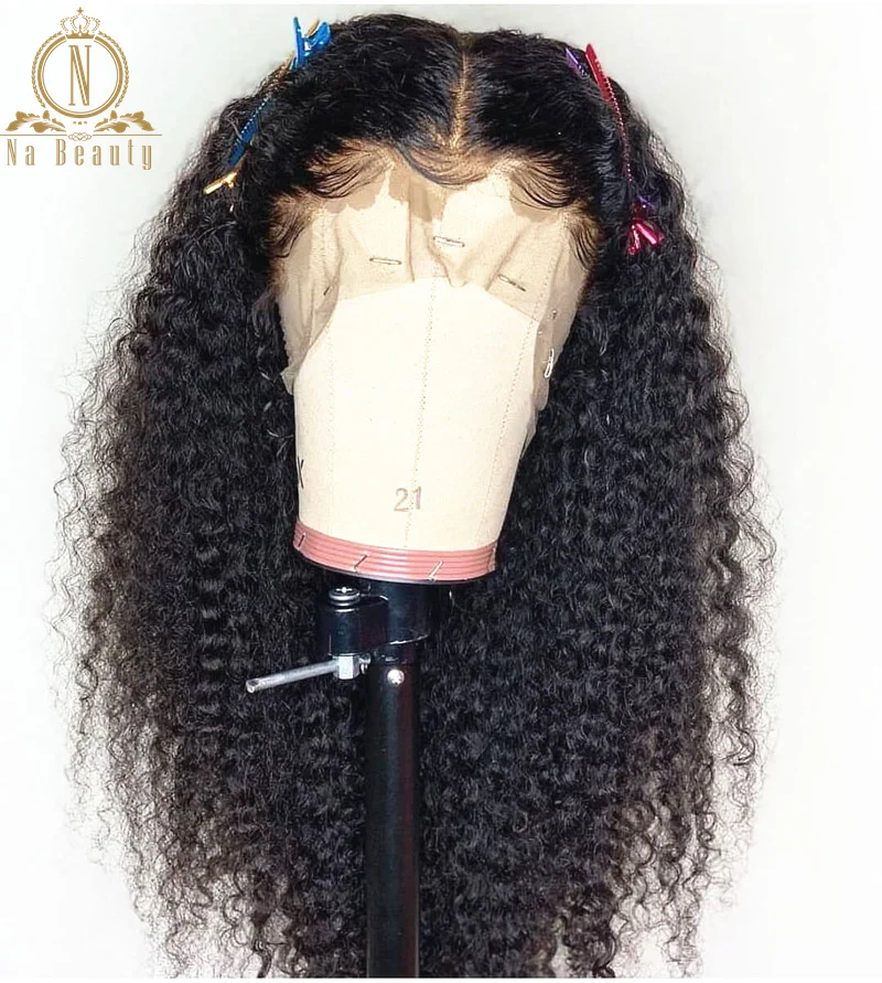 

180% High Density Afro Kinky Curly Lace Front Wigs 10-24'' Pre Plucked With Baby Hair 13x6 Lace Human Remy Hair Black For Women