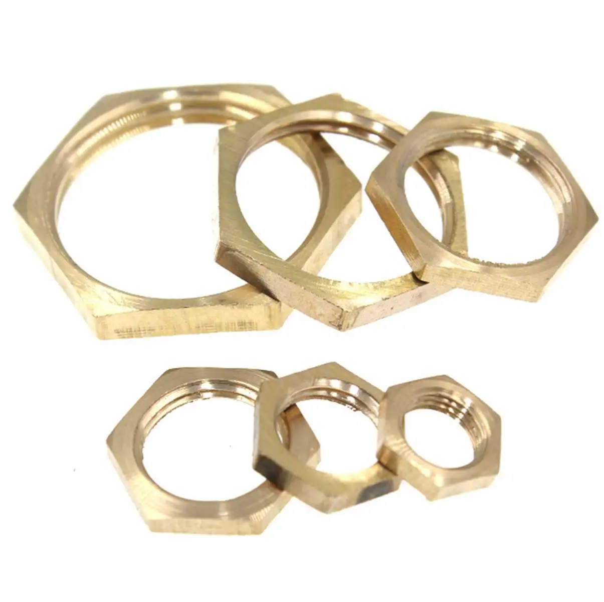 10pcs 1/8&quot 1/4&quot 3/8&quot 1/2&quot 3/4&quot 1&quot BSPP M10x1 M12x1 M12x1.25 M14x1 M14x1.5 M16x1 M20x1.5 Female Brass Hex Lock Nuts |