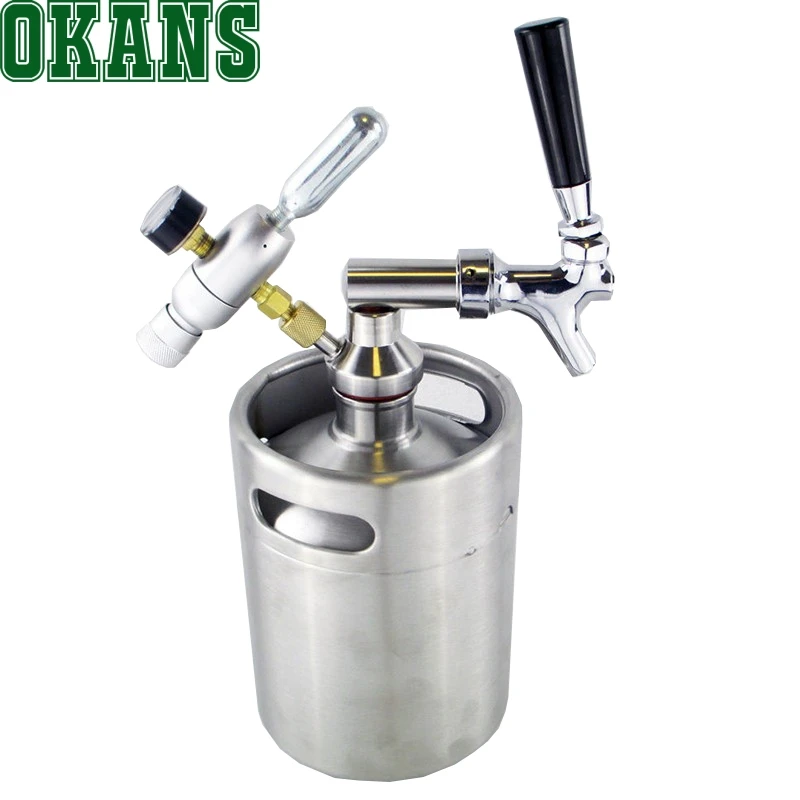 

2L Stainless Steel Keg Growler With Beer Spears Tap Faucet With Co2 Injector Premium