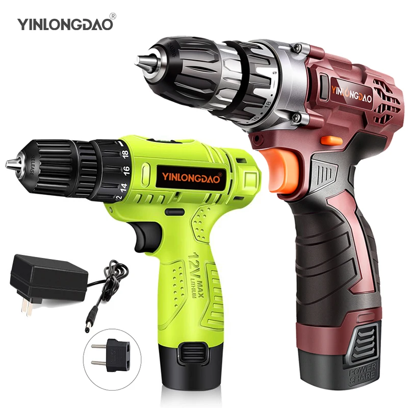  YINLONGDAO 18V Cordless Drill Electric Screwdriver Mini Wireless Power Driver DC Lithium-Ion Batter