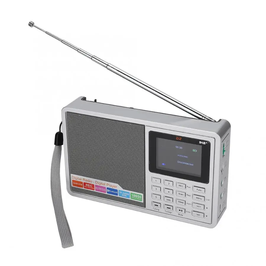 Для D2 DAB+ FM(RDS) цветной экран цифровое радио Bluetooth V2.1 TF карта AUX вход Цифровой плеер Поддержка стерео гарнитура прослушивание