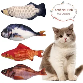 

HOT!!! Pet Soft Plush 3D Fish Shape Cat Toy Electric Fish Catnip Toys Stuffed Pillow USB Charging Fish Playing Toy For Pet
