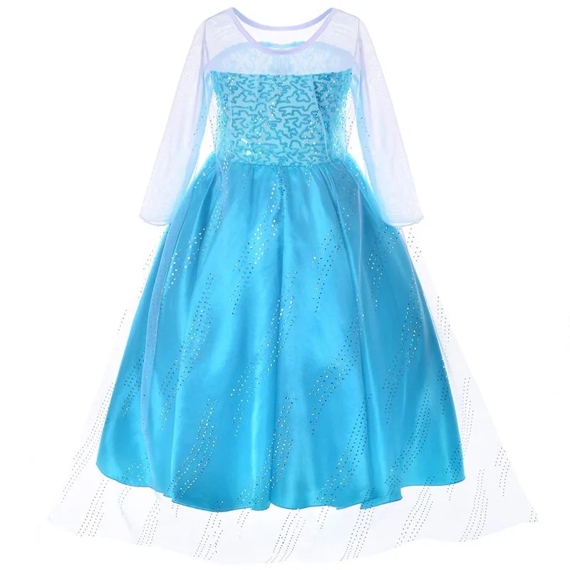 Платье принцессы Эльзы для девочек; детский летний костюм с украшением в виде кристаллов; детская одежда Elza на Хэллоуин, Рождество, день рождения, вечеринку