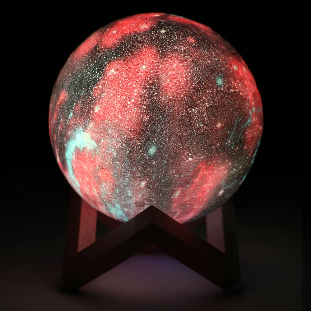 16 цветов 3D печать луна лампа с пультом дистанционного управления звездное небо галактика Свет Встроенный аккумулятор ночник