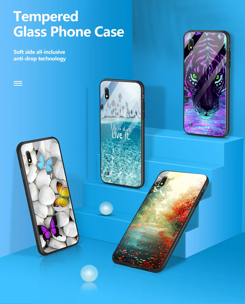 Для samsung Galaxy A10 A20 A30 A40 A50 жесткий чехол из закаленного стекла для samsung A105F A305F A405F A505F ТПУ полная защита корпуса