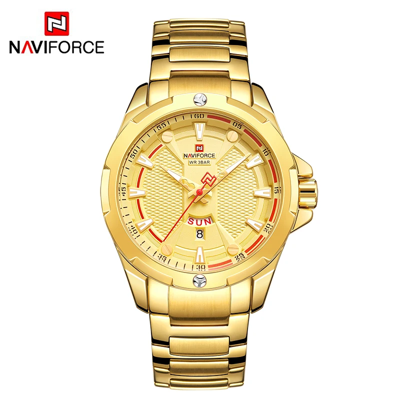 GG NAVIFORCE военные модные золотые часы Мужские Роскошные Кварцевые наручные часы Спортивные Повседневные часы водонепроницаемые часы Relogio Masculino - Цвет: GG