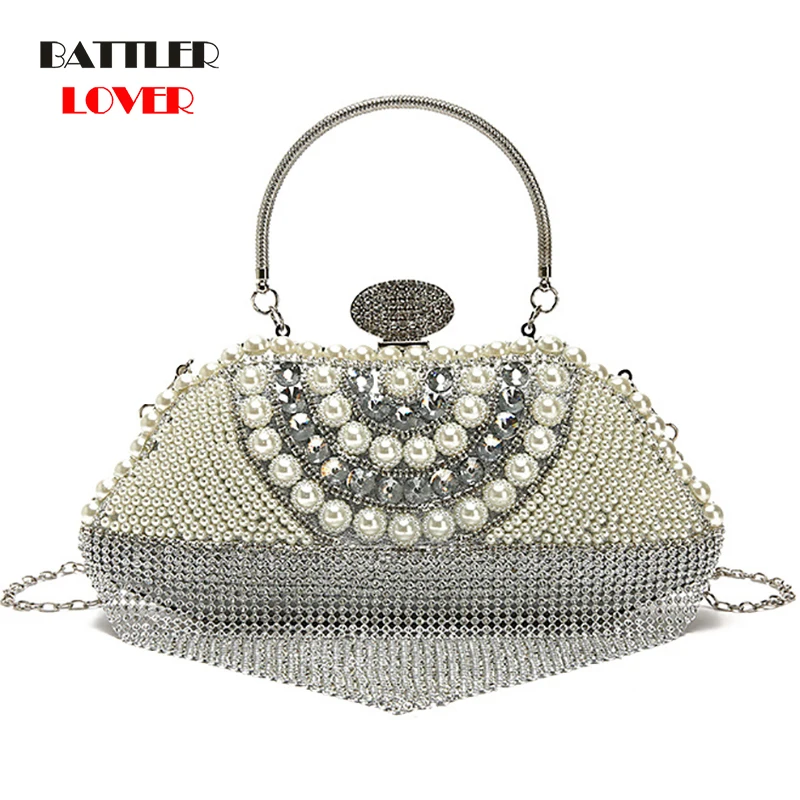 Evening Clutch Bags Diamond-Studded Tassel Evening Bag With Chain Shoulder Bag Women