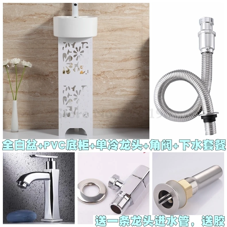 Taiwan Basin One Small Balcony Wash Basin Small Family Ceramic Floor-to-ceiling Wash Basin Bathroom Corner Hanging Basin - Цвет: Красный