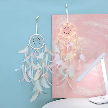 

Hot Sale Feather Dream Catcher Dream Art Wall Hanging Nordic Bedroom Household Lantern Dream Catcher Decoration Ornaments