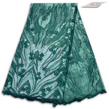 

2020 Latest French Nigerian Lace Fabrics High Quality Tulle African Lace Fabric . Wedding Stones French Tulle Lace 01
