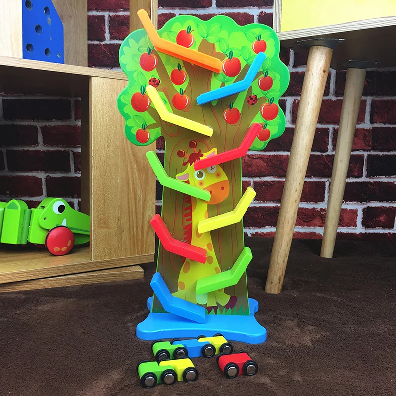 

MWZ Wooden Educational Inertia Speed 9 Layer Camera Track Fruit Tree hua xiang che Children Early Childhood Educational Toy
