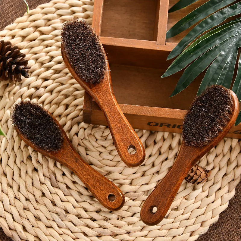 Horse Hair Brush Beech Wood Handle Home Shoe Clothes Desk Keyboard Cleaning Brush