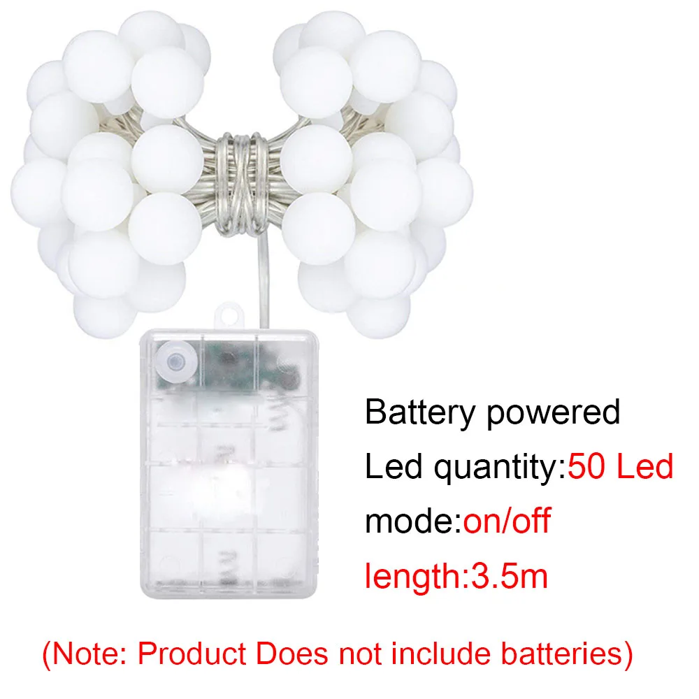 led string ball50led 2 м 5 м 10 м сказочная гирлянда светодиодный шар гирлянды водонепроницаемый для рождественской елки открытый патио гирлянда украшения батарея питания - Испускаемый цвет: led string ball50led