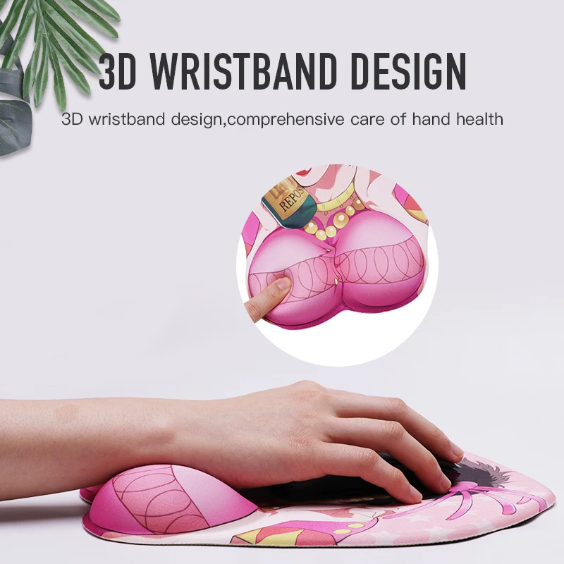sovawin JOJO Creative Cartoon Anime 3D Mouse Pad Sexy Chest Gel Silicone Mousepad With Wrist Rest Support Soft Breast Mat For PC