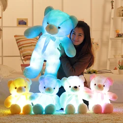 Oso de peluche de felpa con iluminado LED para niños, juguete de animal de peluche de 50cm, almohada, colorido brillante