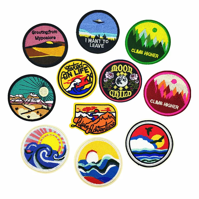 BEACH SUNSET LOVELY PATCH EMBROIDERED IRON OR SEW ON APPLIQUE BADGE LOGO 