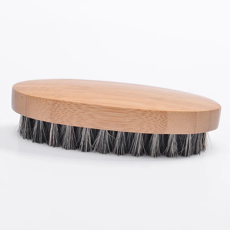 1pcs Hot Sale Men Beard Brush Boar Hair Bristle Beard Mustache Brush Military Hard Round Wood 3