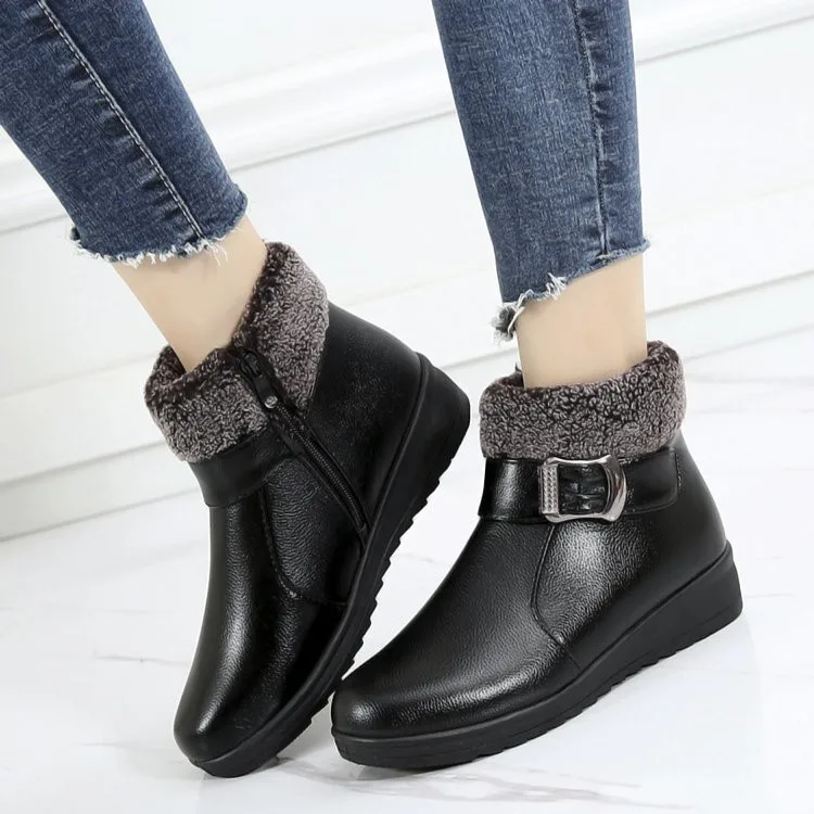 Women Snow Boots Warm Short Fur Plush Winter Ankle Boot Plus Size Platform Ladies Leather Shoes Female Comfort Drop Shipping