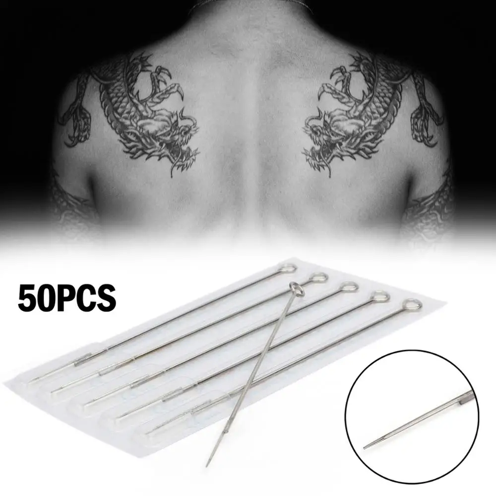 Artudatech 3RL Sterile Stainless Steel Tattoo Machine Needles 3 Round Liner Box of 50 | Красота и здоровье