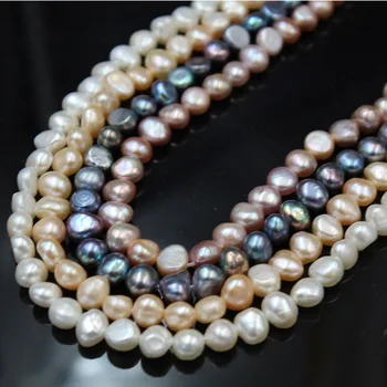 

BaroqueOnly Semi-finished wholesale 4-9mm pearl string white/black/pink/purple 36cm genuine freshwater pearl necklace for DIY