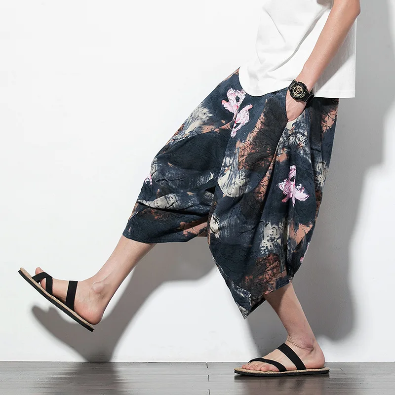 Chinese Style Summer 2019 New Men's Retro-printed Loose Seven-cent Pants Young Men's Wear Chinese Style Summer 2019 New Men's Retro-printed Loose Seven-cent Pants Young Men's Wear