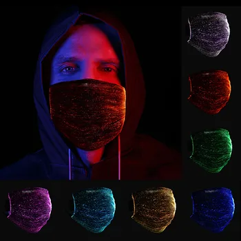 

Halloween 7 Colors Luminous Led Flashing Face Mask Rechargeable Colorful Glowing Masks Party Masks with PM2.5 Filter Facemask
