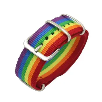 

Rainbow Nylon Canvas Woven Bracelet Adjustable Watch Bands Ballistic Nylon Watch Strap Loop Replacement Strap Wristband