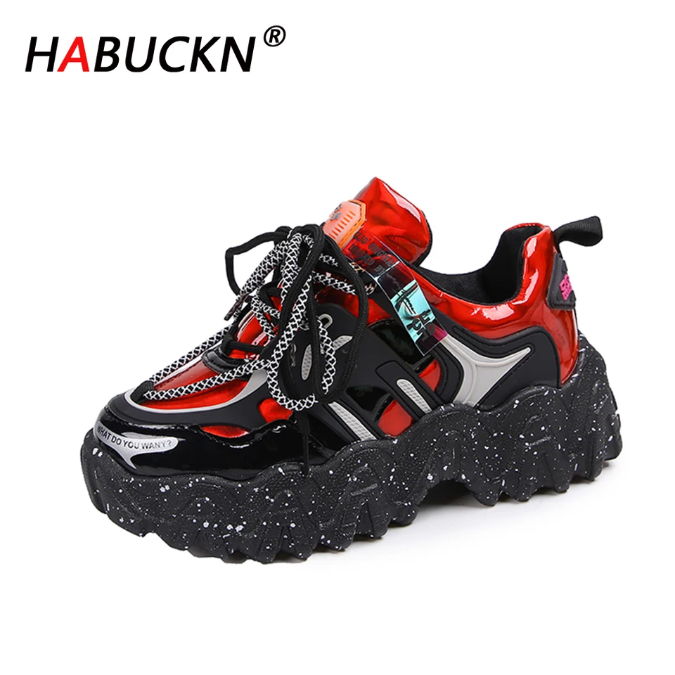 chunky platform lace up trainers