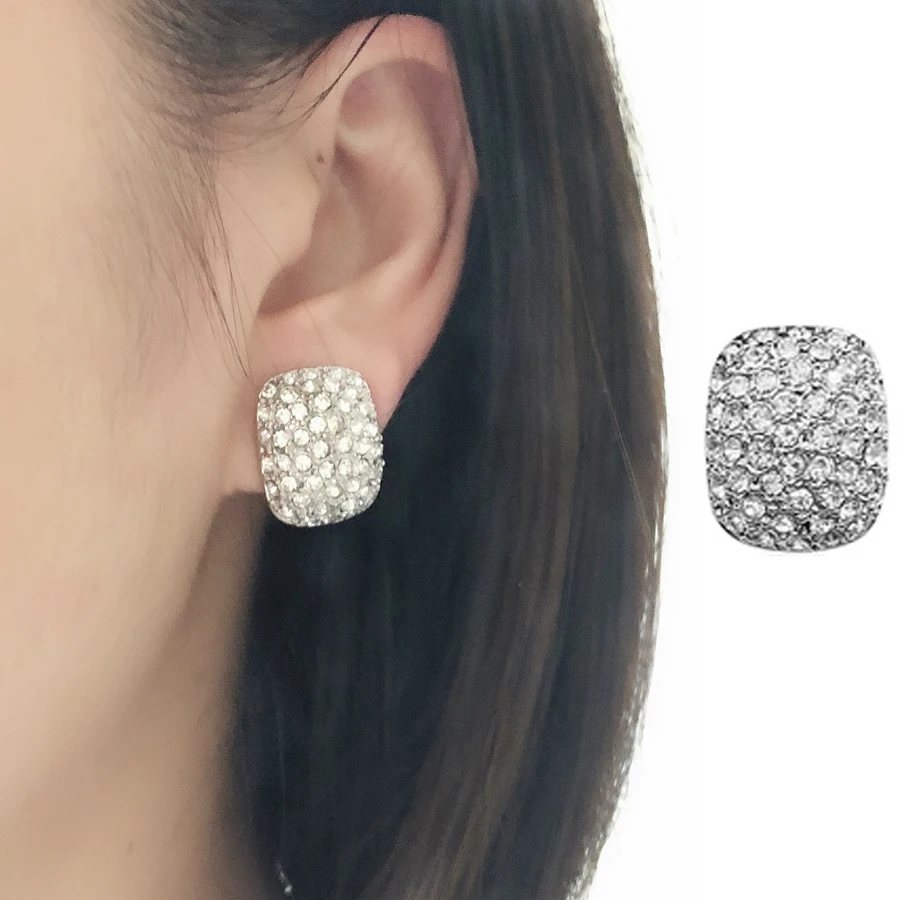 Koreaanse Clip Oorbellen Gemaakt Met Oostenrijkse Crystal Voor Bridal Wedding Party Sieraden