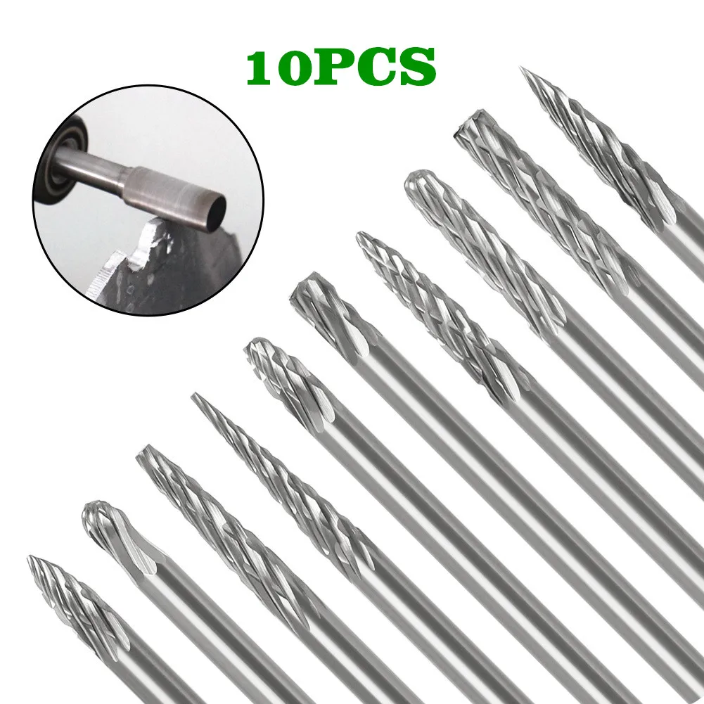 

10PCS 3*3 Metal Drawing Tungsten Carbide Milling Cutter Rotary Tool Engraving Abrasive Tools Metalworking Milling Polishing